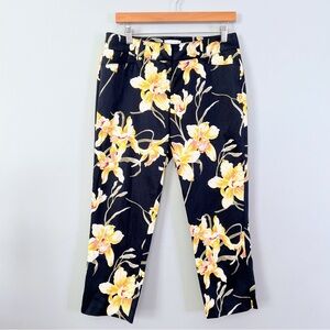 New York & Company Navy Floral Crop Trousers Size 6
